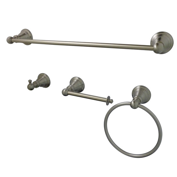 Kingston Brass 4-Piece Bathroom Accessory Set, Brushed Nickel BAHK192478SN